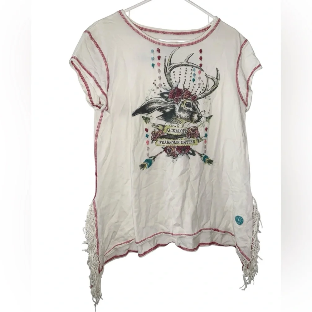 Double D Ranch Graphic Tee with Rabbit Design - Picture 2 of 10